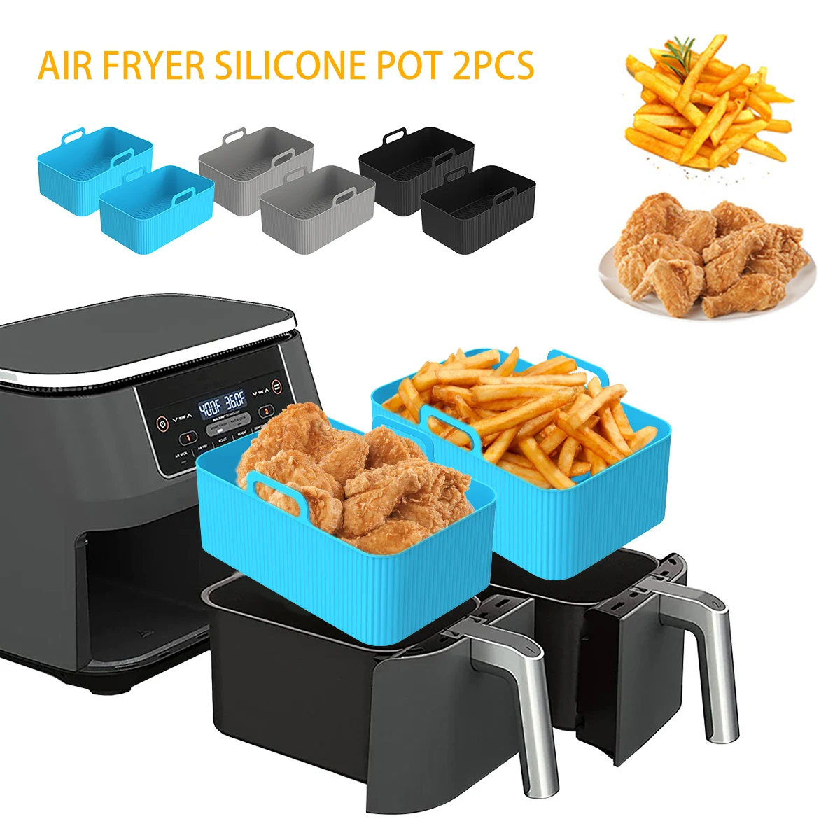 2Pcs Air Fryer Silicone Liner  - đánh giá và giá Kitchen Oven Baking Pans