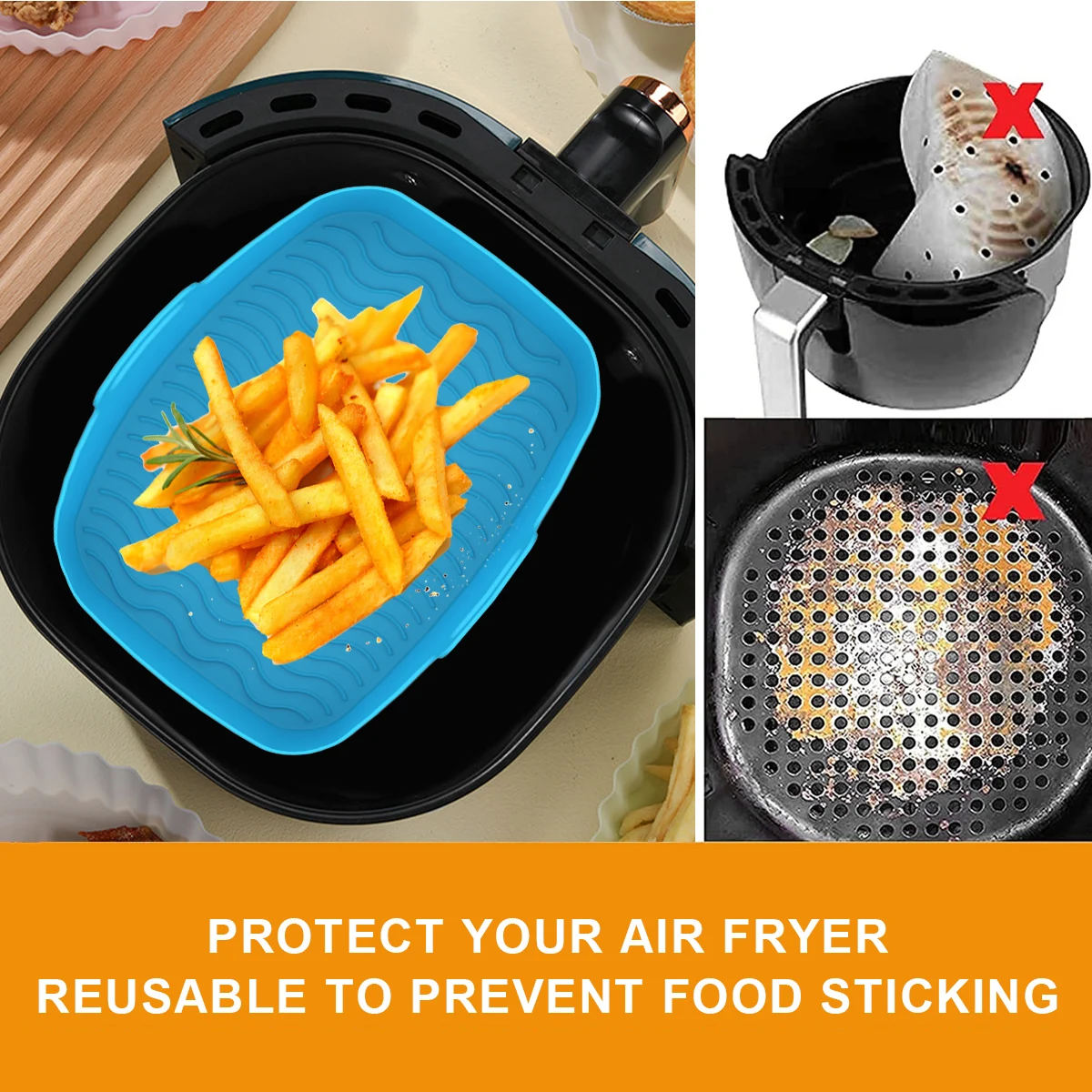 2Pcs Air Fryer Silicone Liner  - đánh giá và giá Kitchen Oven Baking Pans