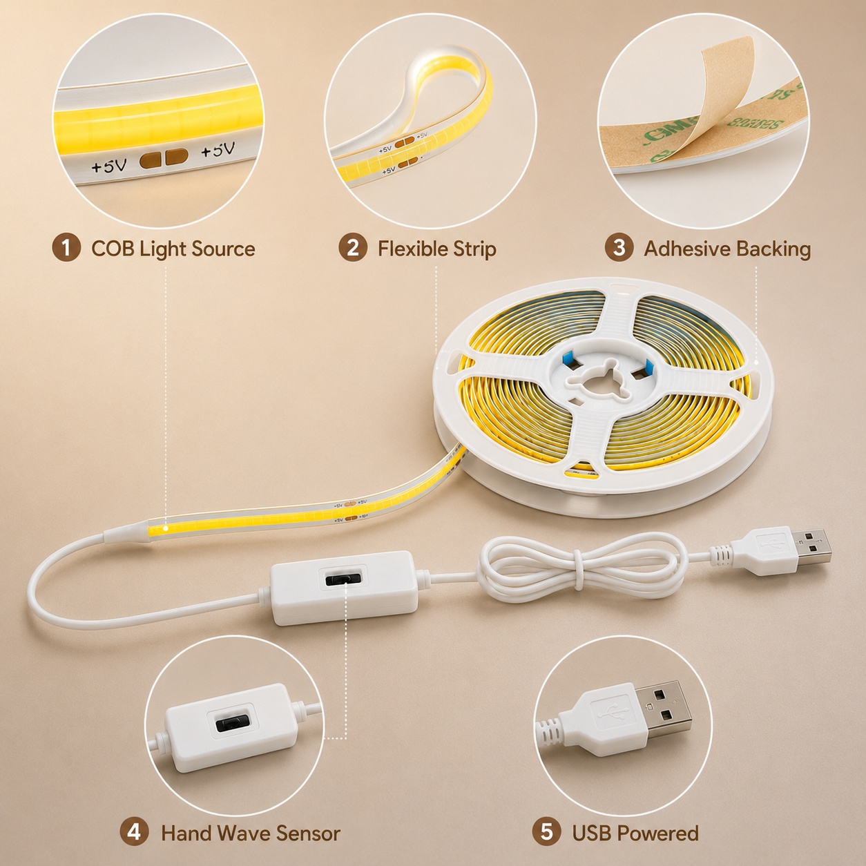 COB LED Light Strip Gesture Se - đánh giá và giá Kitchen Baking Cabinet