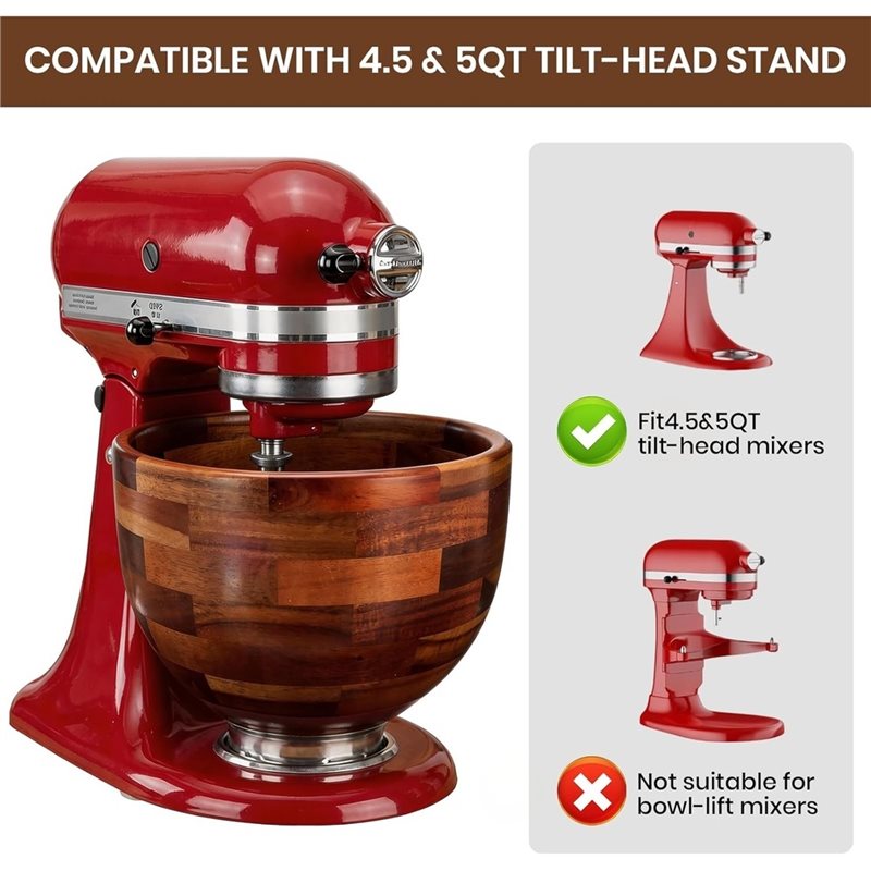 ABGH-Wood Mixing Bowl For Kitc - đánh giá và giá Kitchenaid Baking Bowl