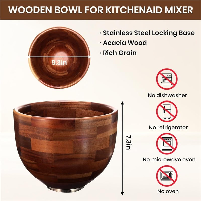 ABGH-Wood Mixing Bowl For Kitc - đánh giá và giá Kitchenaid Baking Bowl