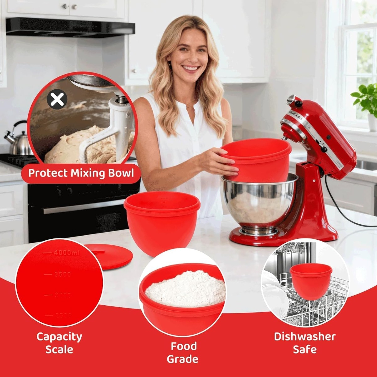 Silicone Mixer Bowl Liner with - đánh giá và giá Kitchenaid Baking Bowl