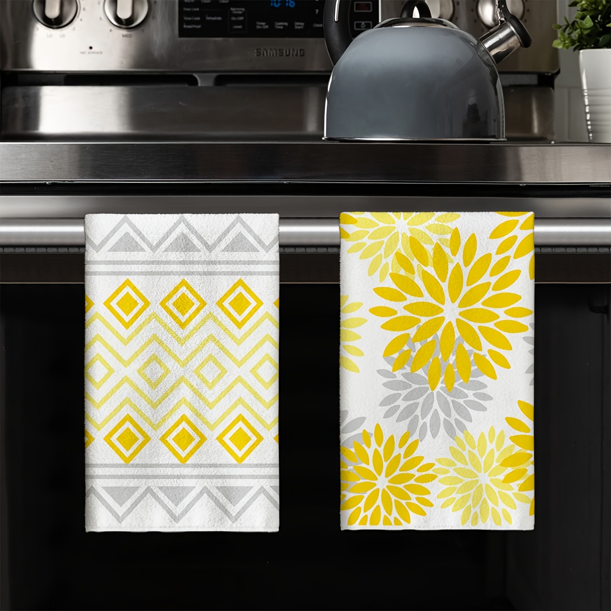 4Pcs, Yellow Striped Kitchen T - đánh giá và giá Kitchen Baking Necessities