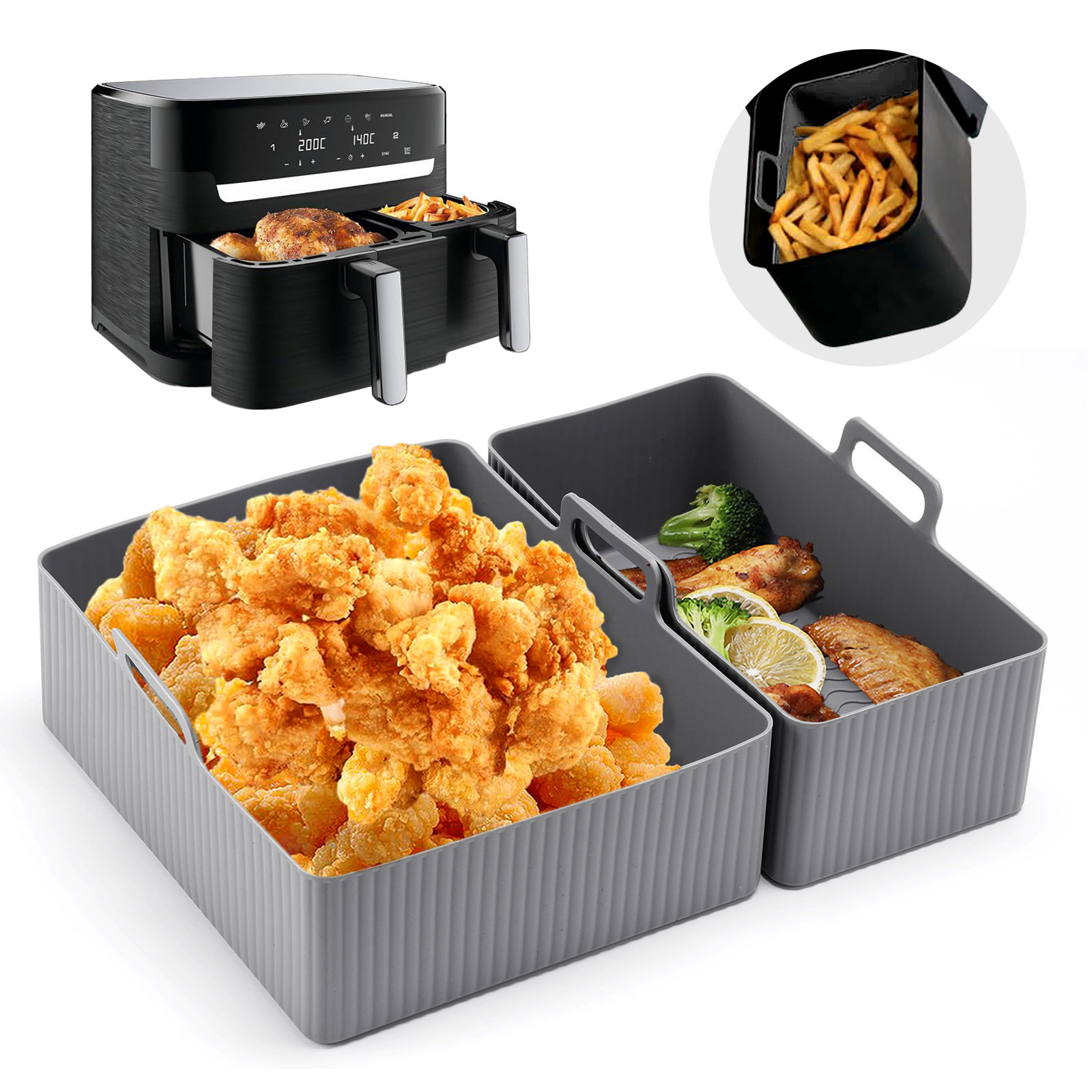 2pcs Set Silicone Air Fryer Ma - đánh giá và giá Kitchen Baking Pan Set