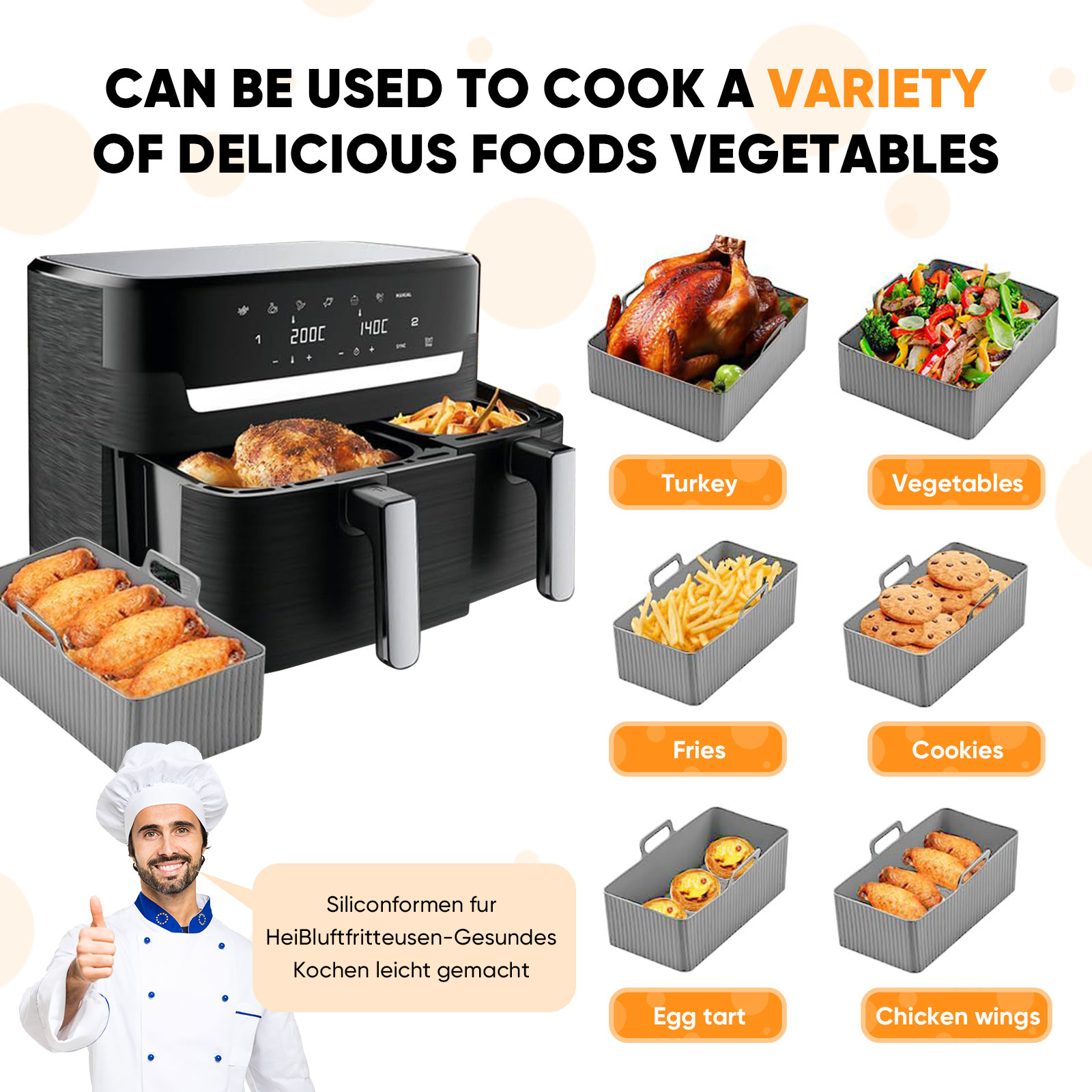 2pcs Set Silicone Air Fryer Ma - đánh giá và giá Kitchen Baking Pan Set