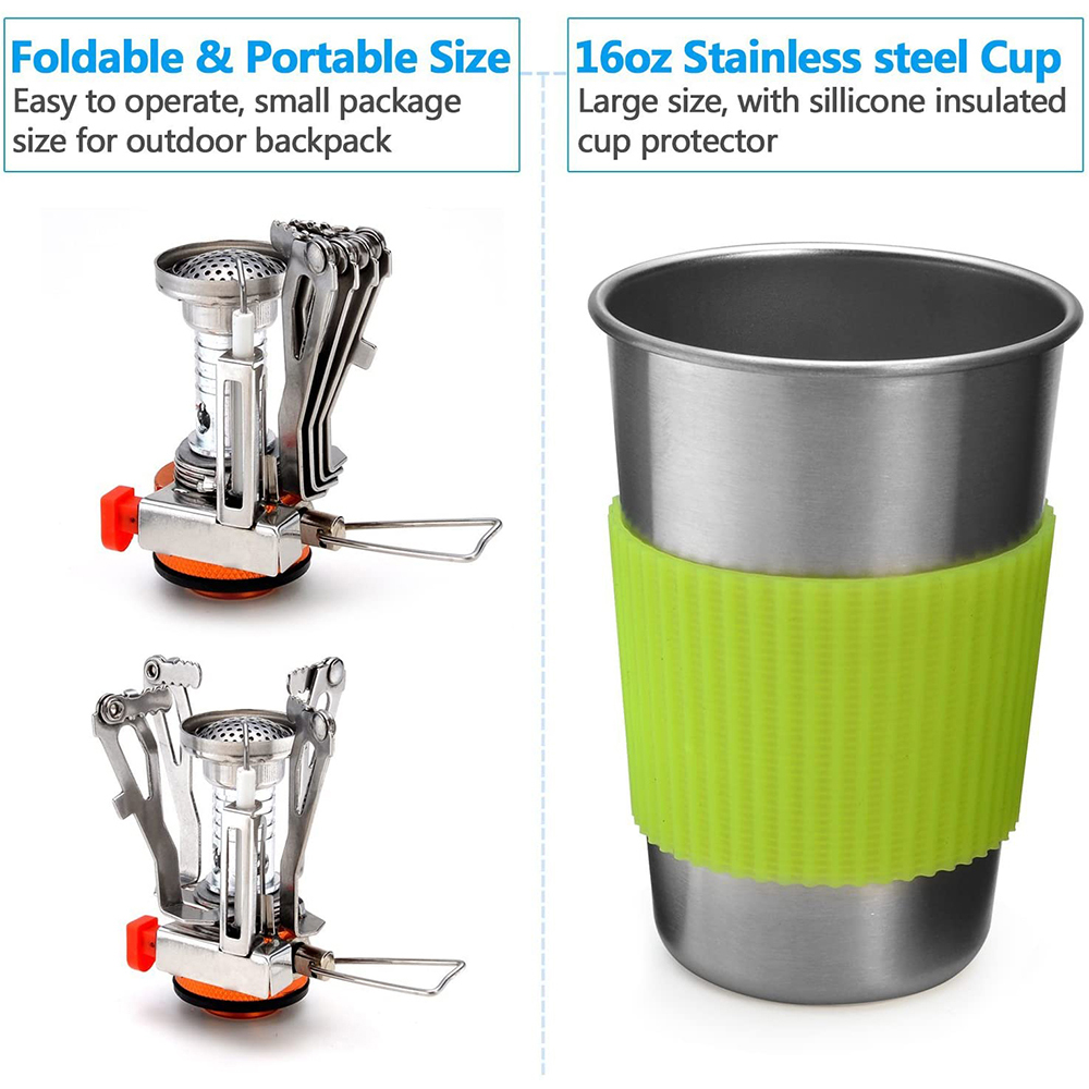Camping Cookware Kit with Stov - đánh giá và giá Kitchen Baking Pan Set